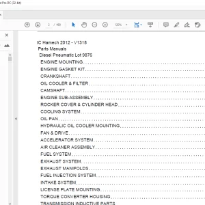 Crown Forklift IC Hamech 2012 - V1318 Parts Manual - PDF DOWNLOAD