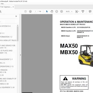 Crown Forklift MAX50/MBX50 Series Lift Trucks Operation & Maintenance Manual