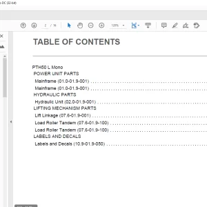 Crown Forklift PTH50 L Mono Parts Manual  - PDF DOWNLOAD