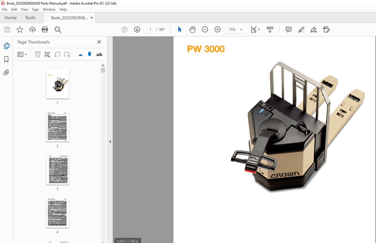 Crown Forklift PW 3000/3500 Parts Manual - PDF DOWNLOAD - HeyDownloads ...