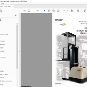 Crown Forklift SP 4000 SÉRIE SP 4000 Manuel de maintenance de pièces de rechange PDF