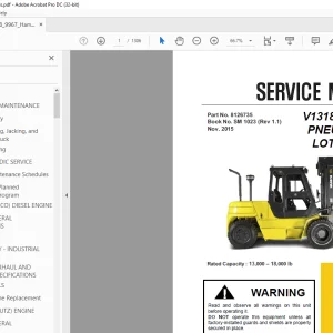 Crown Forklift V1318 DIESEL PNEUMATIC LOT 9967 Service Manual PDF