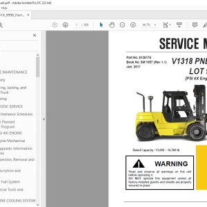 Crown Forklift V1318 PNEUMATIC LOT 9998 [PSI 4X Engine Truck] Service Manual