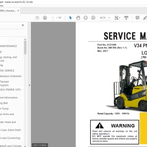 Crown Forklift V34 PNEUMATIC LOT 9993 [ PSI 4G63 Engine] Service Manual