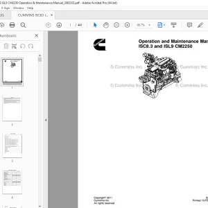 Cummins ISC8.3 & ISL CM2250 Engine Operation & Maintenance Manual PDF