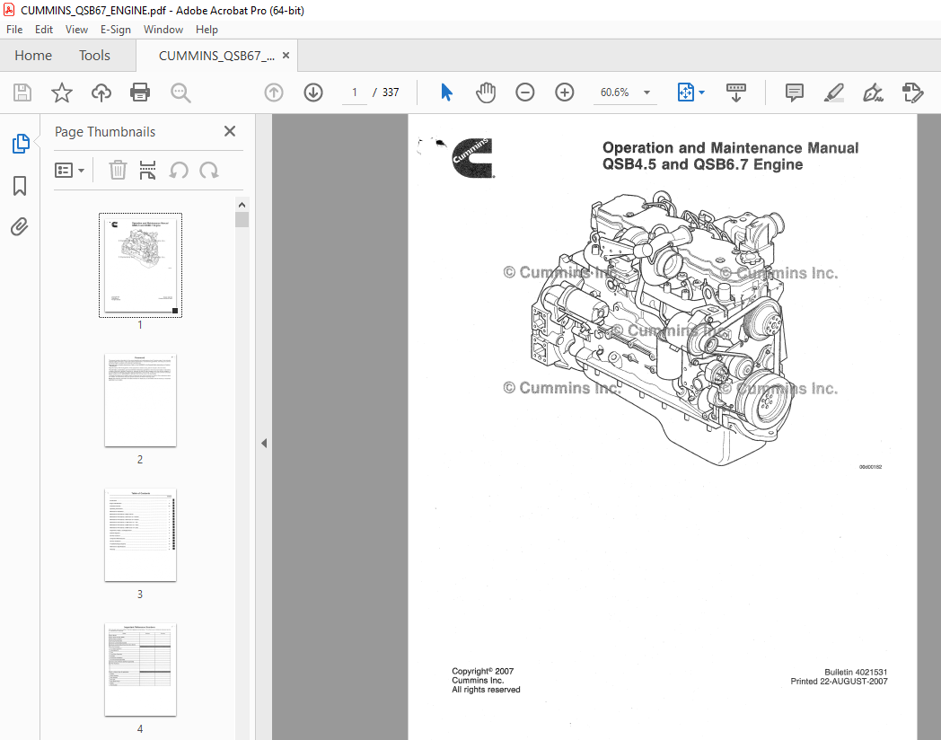 Cummins Qsb4 5 And Qsb6 7 Engine Operation And Maintenance Manual Pdf