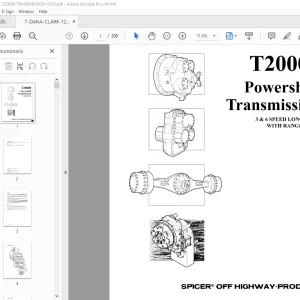 DANA Spicer T20000 Powershift Transmission Repair & Maintenance Manual PDF
