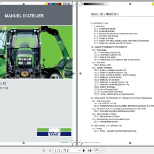 DEUTZ-FAHR Tractor French Workshop Manuals, Operator & Manual PDF