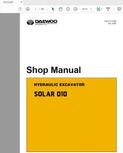 Daewoo Solar Excavator Service & Parts Manual PDF Complete Set - DOWNLOAD