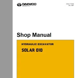 Daewoo Solar Excavator Service & Parts Manual PDF Complete Set - DOWNLOAD