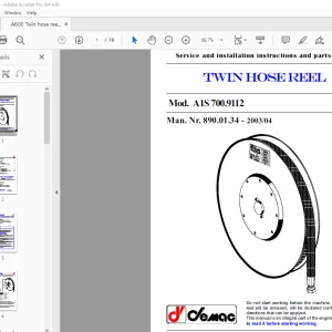 Demac A600 Twin Hose Reel Service & Parts Manual - PDF DOWNLOAD
