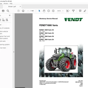 FENDT 1000 1038 1042 1046 1050 Vario S4 Workshop Service Manual