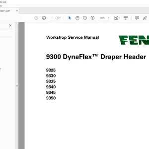 FENDT 9300 DynaFlex™Draper Header Workshop Service Manual - PDF DOWNLOAD