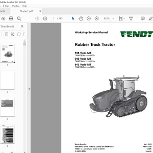 FENDT Rubber Track Tractor 938 940 943 Vario MT Workshop Service Manual