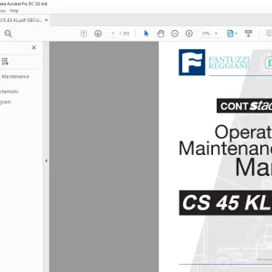 Fantuzzi Reggiane CS 45 KL Operator & + Electrical & Hydraulic Diagrams Manual