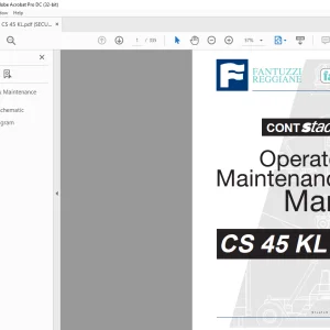 Fantuzzi Reggiane CS 45 KL Operator + Electrical & Hydraulic Diagrams Manual