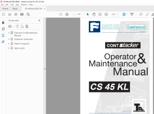 Fantuzzi Reggiane CS 45 KL Operator & Parts manual + Electrical & Hydraulic Diagrams Manual
