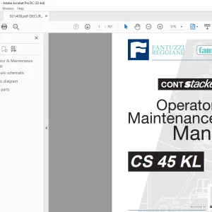 Fantuzzi Reggiane CS 45 KL Operator & Parts manual + Electrical & Hydraulic Diagrams Manual