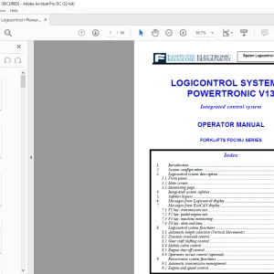 Fantuzzi Reggiane FORKLIFTS FDC/MJ SERIES LOGICONTROL SYSTEM POWERTRONIC OPERATOR MANUAL