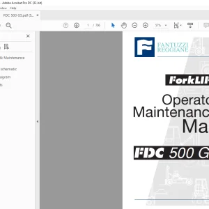 Fantuzzi Reggiane Forklift 500 G5 Operator & Parts manual + Electrical & Hydraulic Diagrams Manual