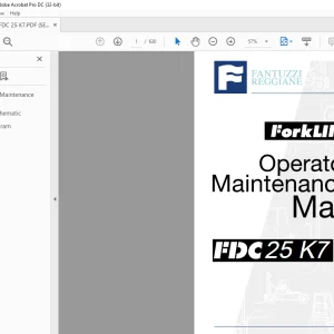 Fantuzzi Reggiane Forklift FDC 25 K7 Operator & Parts manual + Electrical & Hydraulic Diagrams  Manual