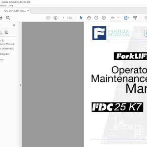 Fantuzzi Reggiane Forklift FDC 25 K7 Operator & Parts manual + Electrical & Hydraulic Diagrams Manual