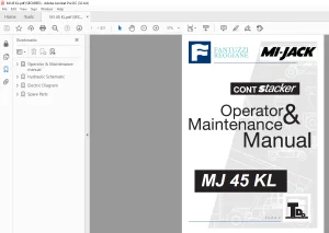 Fantuzzi Reggiane MI-Jack MJ 45 KL Operator & Parts manual + Electrical & Hydraulic Diagrams Manual