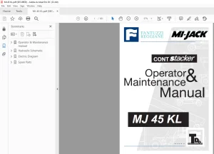 Fantuzzi Reggiane MI-Jack MJ 45 KL Operator & Parts manual + Electrical & Hydraulic Diagrams Manual