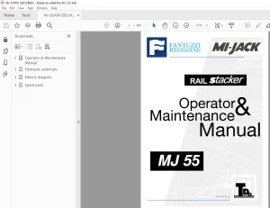 Fantuzzi Reggiane MJ 55 Operator & Parts Manual with Electrical & Hydraulic Diagrams Manual