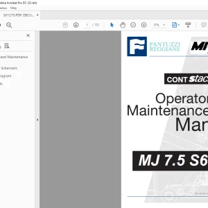 Fantuzzi Reggiane MJ 7.5 S6 Operator & Parts manual + Electrical & Hydraulic Diagrams Manual