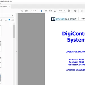 Fantuzzi Reggiane RS55 RS60 CS45KS America STACKERS DigiControl System OPERATOR MANUAL