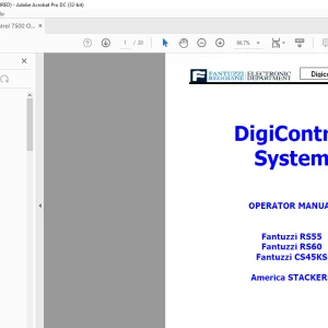 Fantuzzi Reggiane RS55 RS60 CS45KS America STACKERS DigiControl System OPERATOR MANUAL