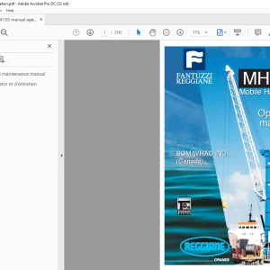 Fantuzzi Reggiane Forklift MHC 115 Mobile Harbour Cranes Operator & Parts Manual