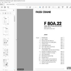 Fassi Crane F80A.22 Use and Maintenance Manual SN 0001