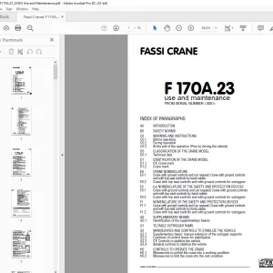 Fassi Cranes F 170A.23 use and maintenance Manual  - PDF DOWNLOAD