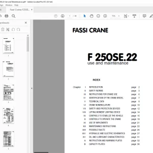 Fassi Cranes F 250SE.22 use and maintenance Manual PDF