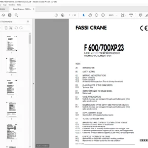 Fassi Cranes F 600/700XP.23 use and maintenance Manual PDF