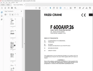 Fassi Cranes F 600AXP.26 use and maintenance Manual PDF