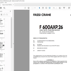 Fassi Cranes F 600AXP.26 use and maintenance Manual PDF