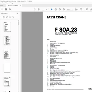 Fassi Cranes F 80A.23 Use and Maintenance Manual SN 4085