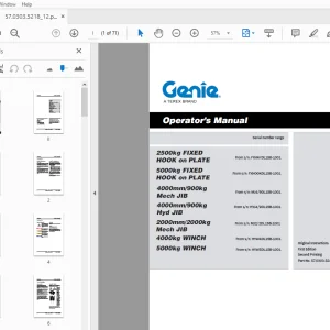 Genie 2500kg/5000kg Fixed Hook On Plate Operator's Manual - PDF