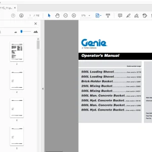 Genie 500L/800L Loading Shovel Brick-Holder Basket Operator’s Manual - PDF