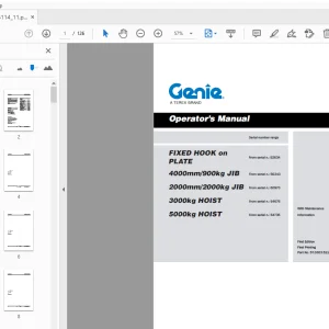 Genie FIXED HOOK on PLATE 4000mm/900kg JIB 2000mm/2000kg JIB Operator’s Manual - PDF