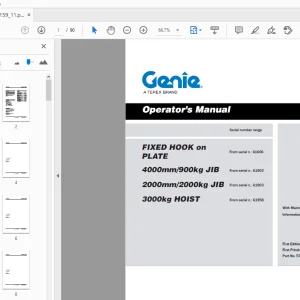 Genie FIXED HOOK on PLATE 4000mm/900kg JIB 2000mm/2000kg JIB Operator's Manual - PDF