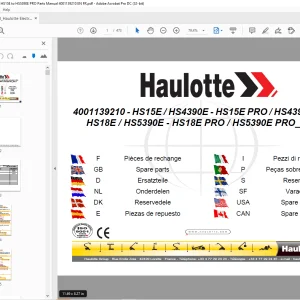 Haulotte HS15E HS4390E-HS15E PRO HS4390E-PRO HS18E HS5390E - HS18E PRO HS5390E Spare parts manual