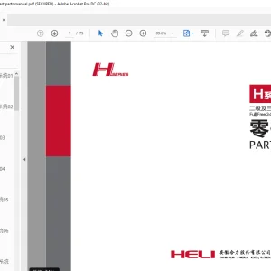 Heli Forklift H Series 2-3.5t Full Free 2-Stage & 3-Stage Mast Lift System Parts Manual