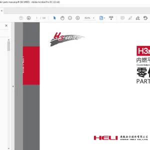 Heli H3 Series 1-1.8t Balanceweight Type Forklift Truck With Engine parts manual
