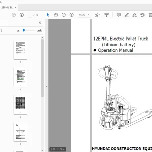 Hyundai 12EPML Electric Pallet Truck (Lithium battery) Operation Manual - PDF