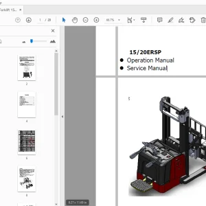 Hyundai Forklift 15/20 ERSP Operation & Service Manual - PDF