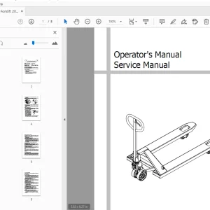 Hyundai Forklift 20HP Operators & Service Manual - PDF